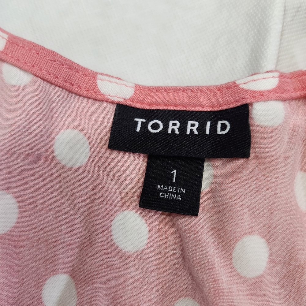 Torrid Size 1 Adjustable Straps Pink Polka Dot Women's Top - Picture 7 of 8